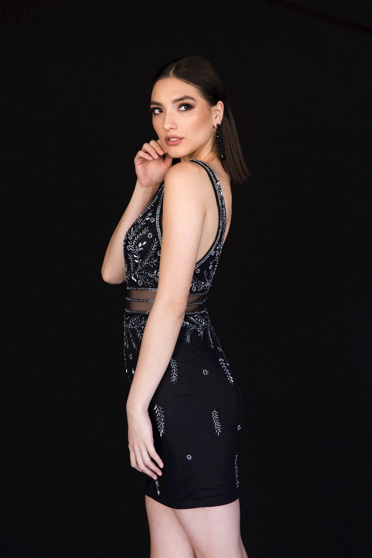 Style 6131 Vienna Black Size 18 Backless Mini Tall Height Cocktail Dress on Queenly