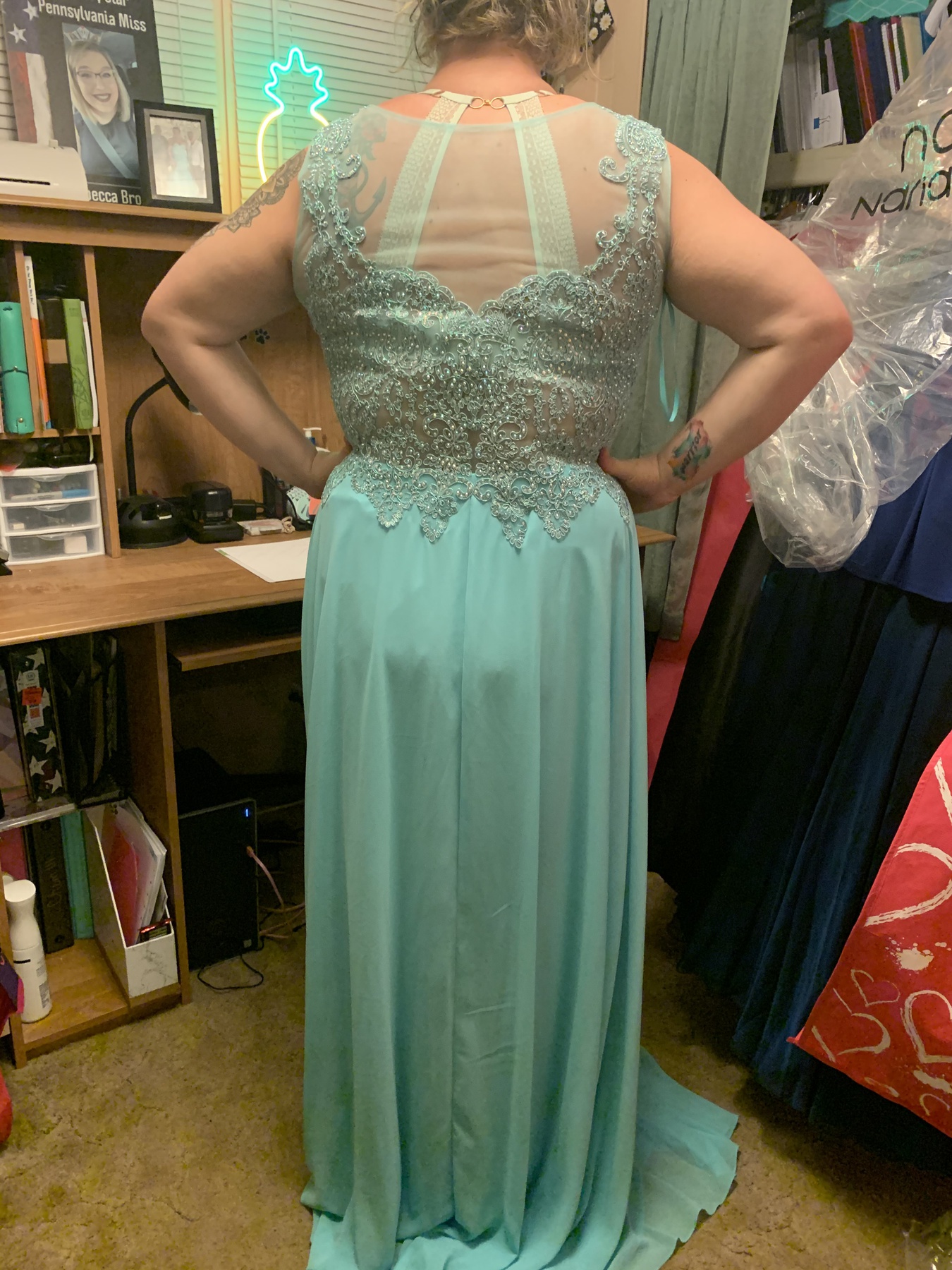 Plus Size 20 Prom Light Green A-line Dress on Queenly