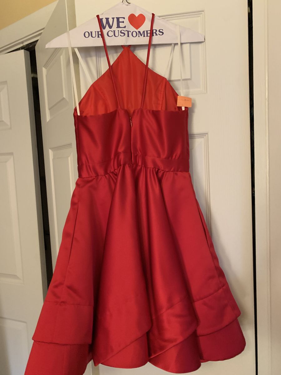Size 0 Homecoming High Neck Red Cocktail Dress on Queenly