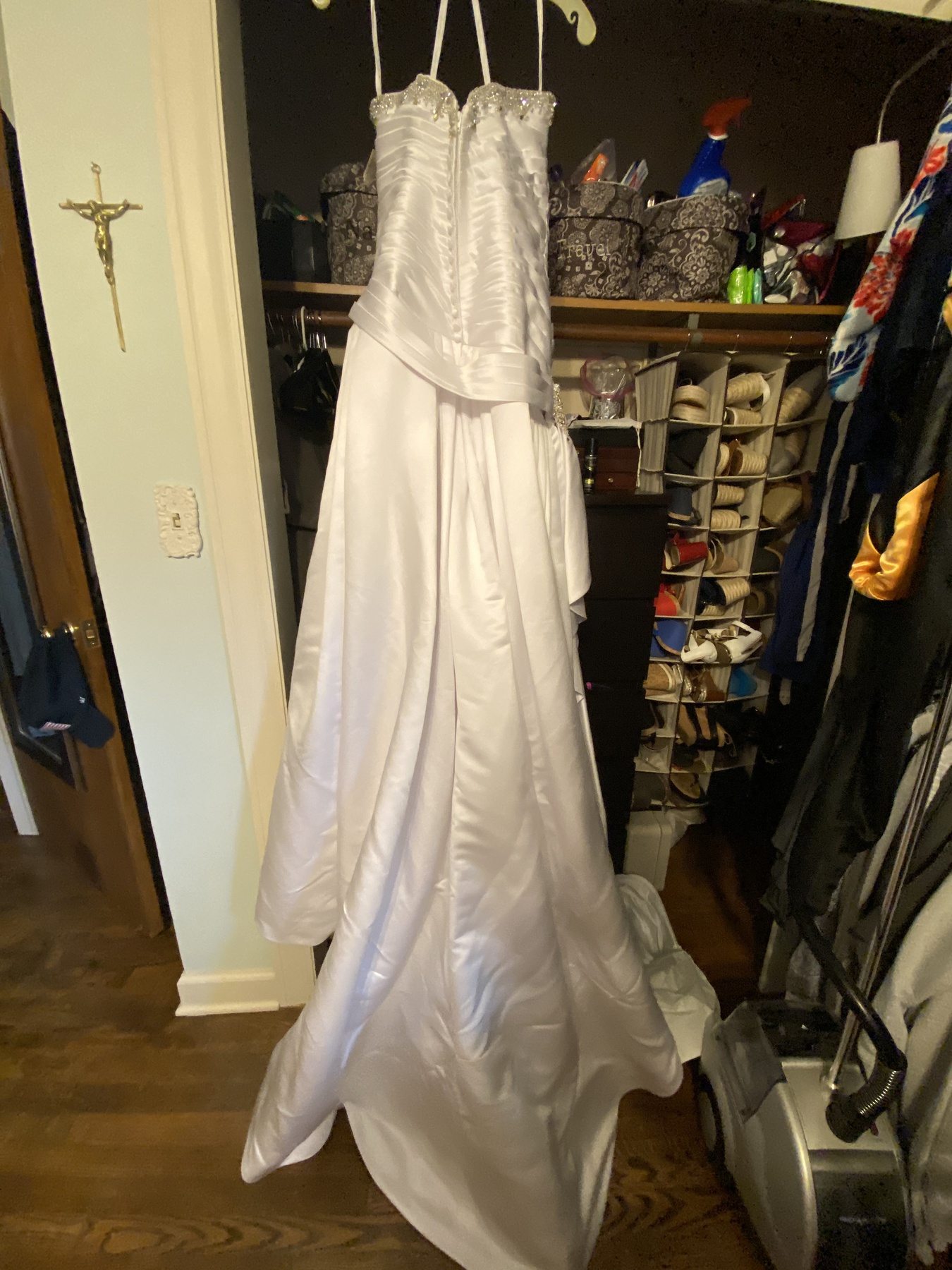 Moonlight Size 14 Wedding Strapless Sequined White Mermaid Dress on Queenly