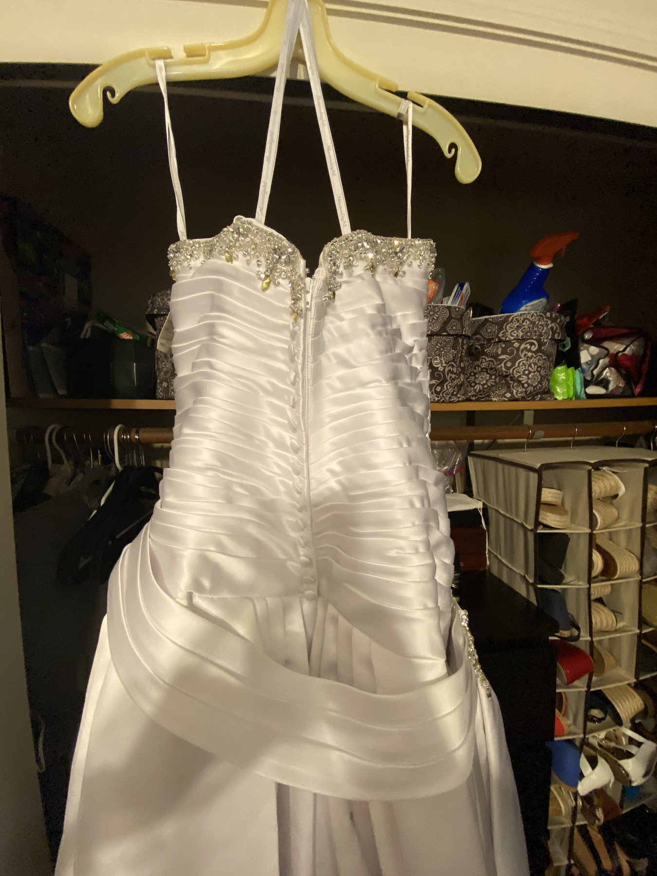 Moonlight Size 14 Wedding Strapless Sequined White Mermaid Dress on Queenly