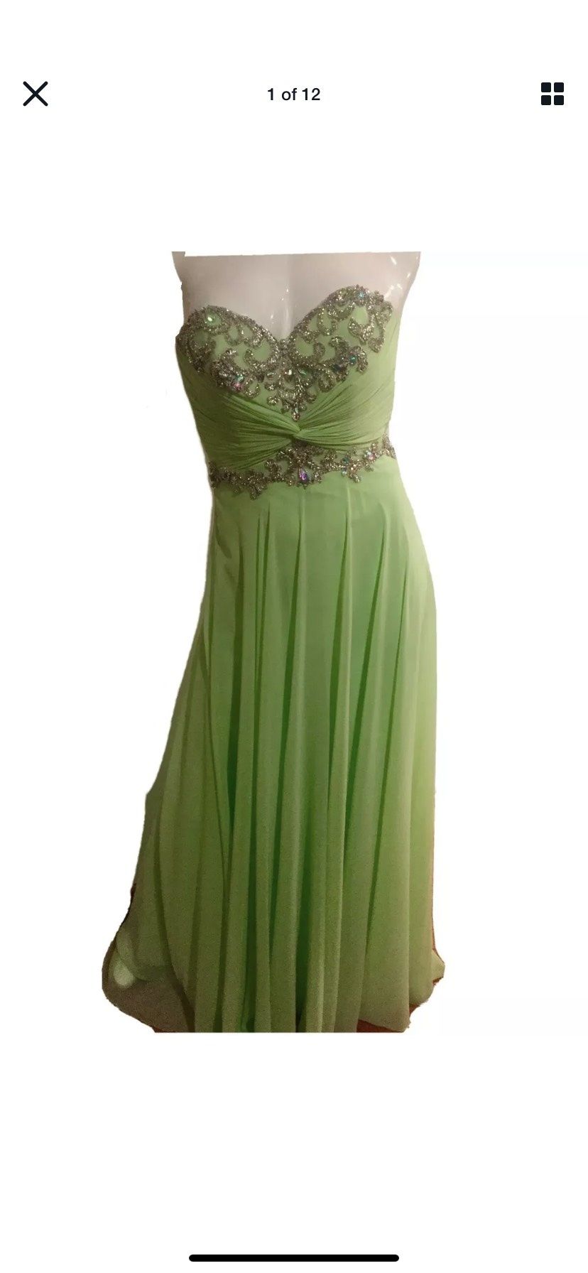 Cache Size 0 Prom Strapless Light Green Ball Gown on Queenly