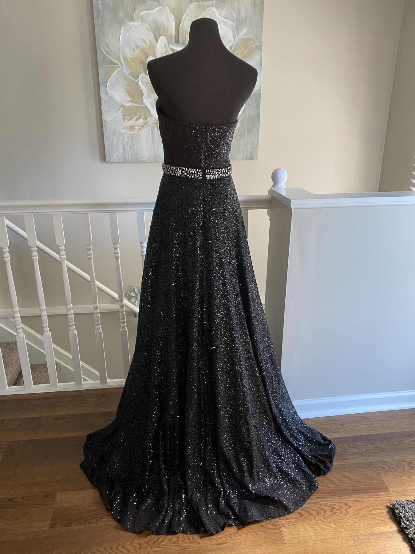 Jovani Size 6 Prom Strapless Black A-line Dress on Queenly