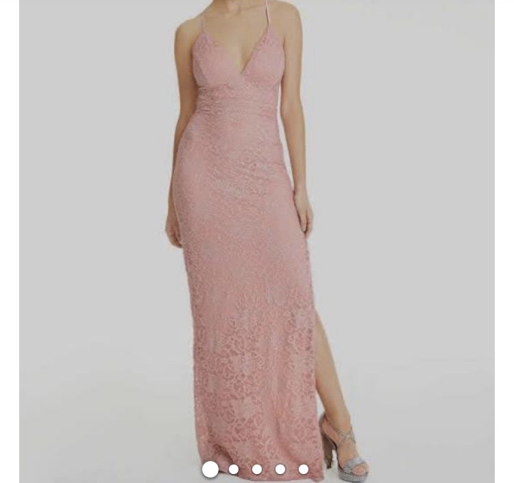 Size 6 Lace Pink Side Slit Dress on Queenly