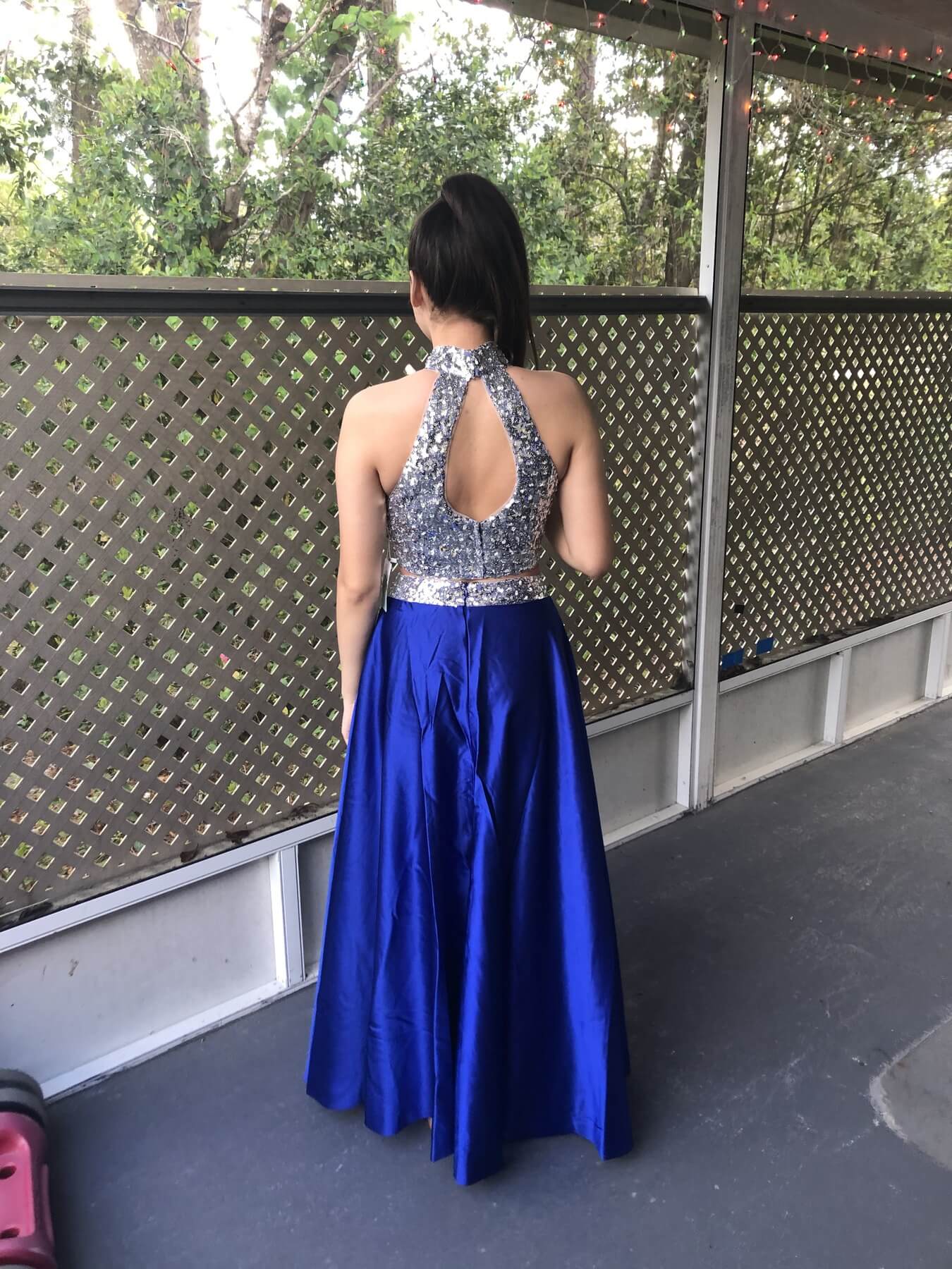 Size 8 Prom Halter Royal Blue Floor Length Maxi on Queenly
