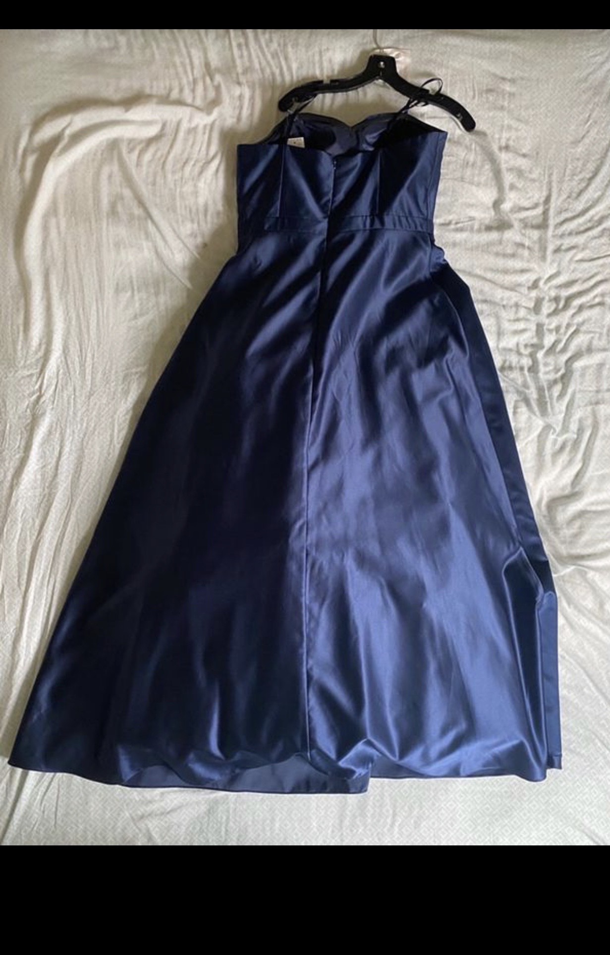 Betsy and Adam Size 14 Strapless Navy Blue Ball Gown on Queenly