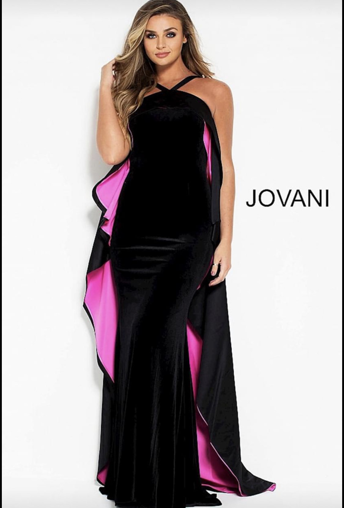 Jovani Size 4 Prom Velvet Hot Pink Floor Length Maxi on Queenly