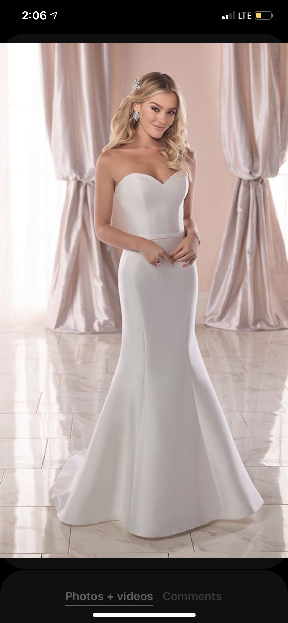 Stella York Size 10 Wedding Strapless Satin White Mermaid Dress on Queenly