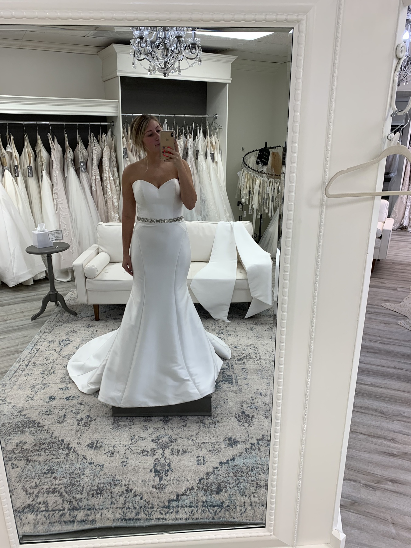 Stella York Size 10 Wedding Strapless Satin White Mermaid Dress on Queenly