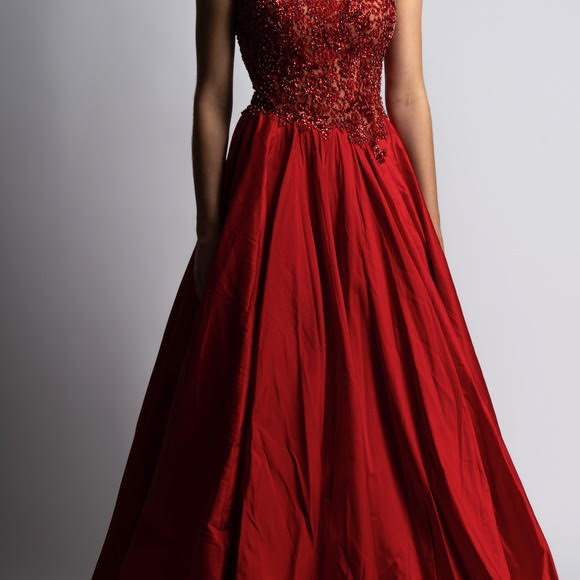 Style 44317 Sherri Hill Size 6 Prom Sequined Red A-line Dress on Queenly