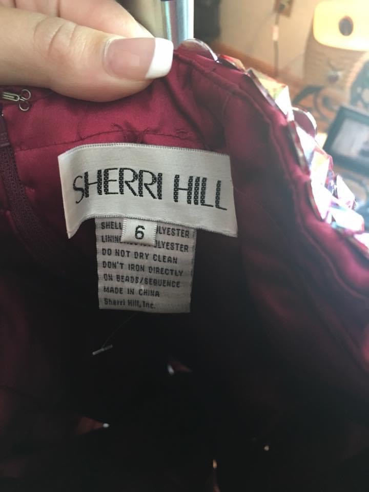 Sherri Hill Size 6 Homecoming Strapless Sequined Burgundy Red Cocktail Dress on Queenly
