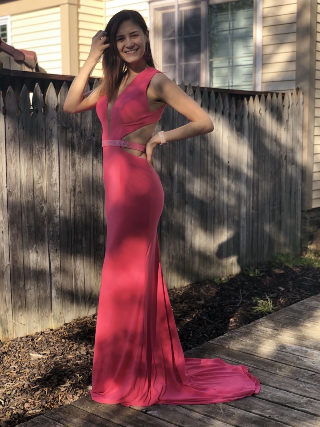 Sherri Hill Hot Pink Size 00 Cut Out Backless Prom Straight Dress on Queenly