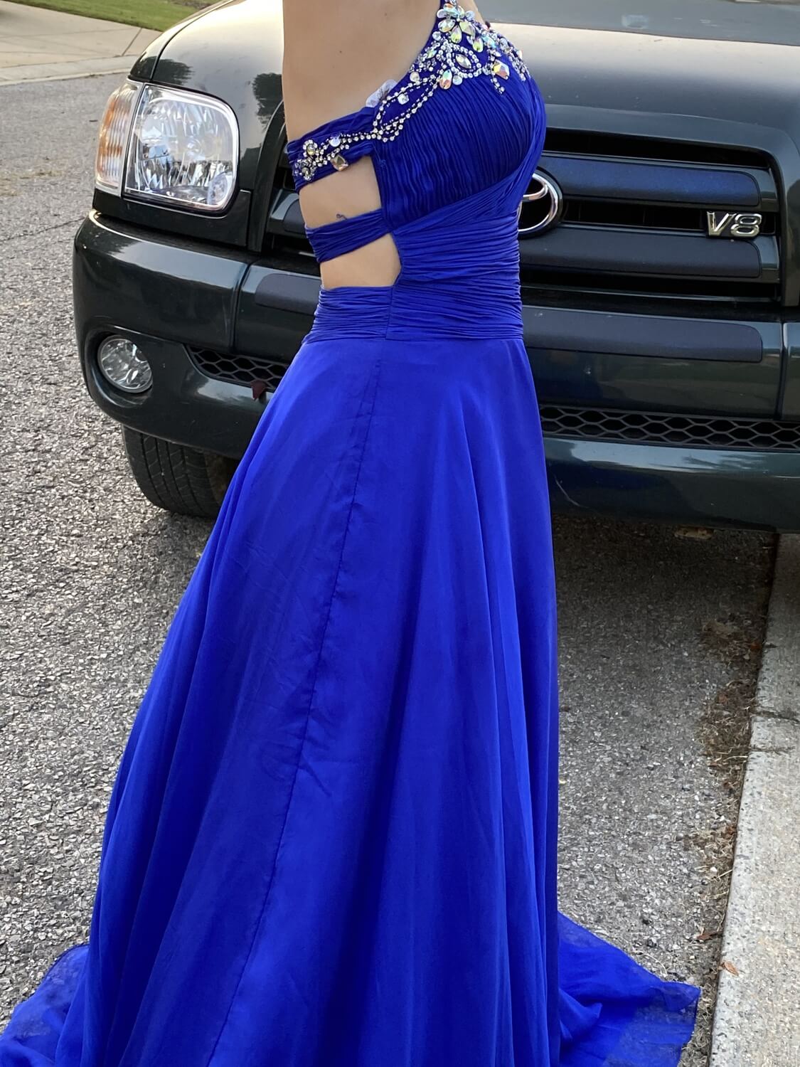 Mac Duggal Size 8 Prom Royal Blue Ball Gown on Queenly