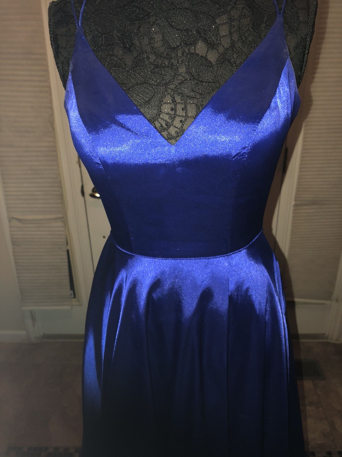 Sherri Hill Size 0 Prom Satin Navy Blue Floor Length Maxi on Queenly