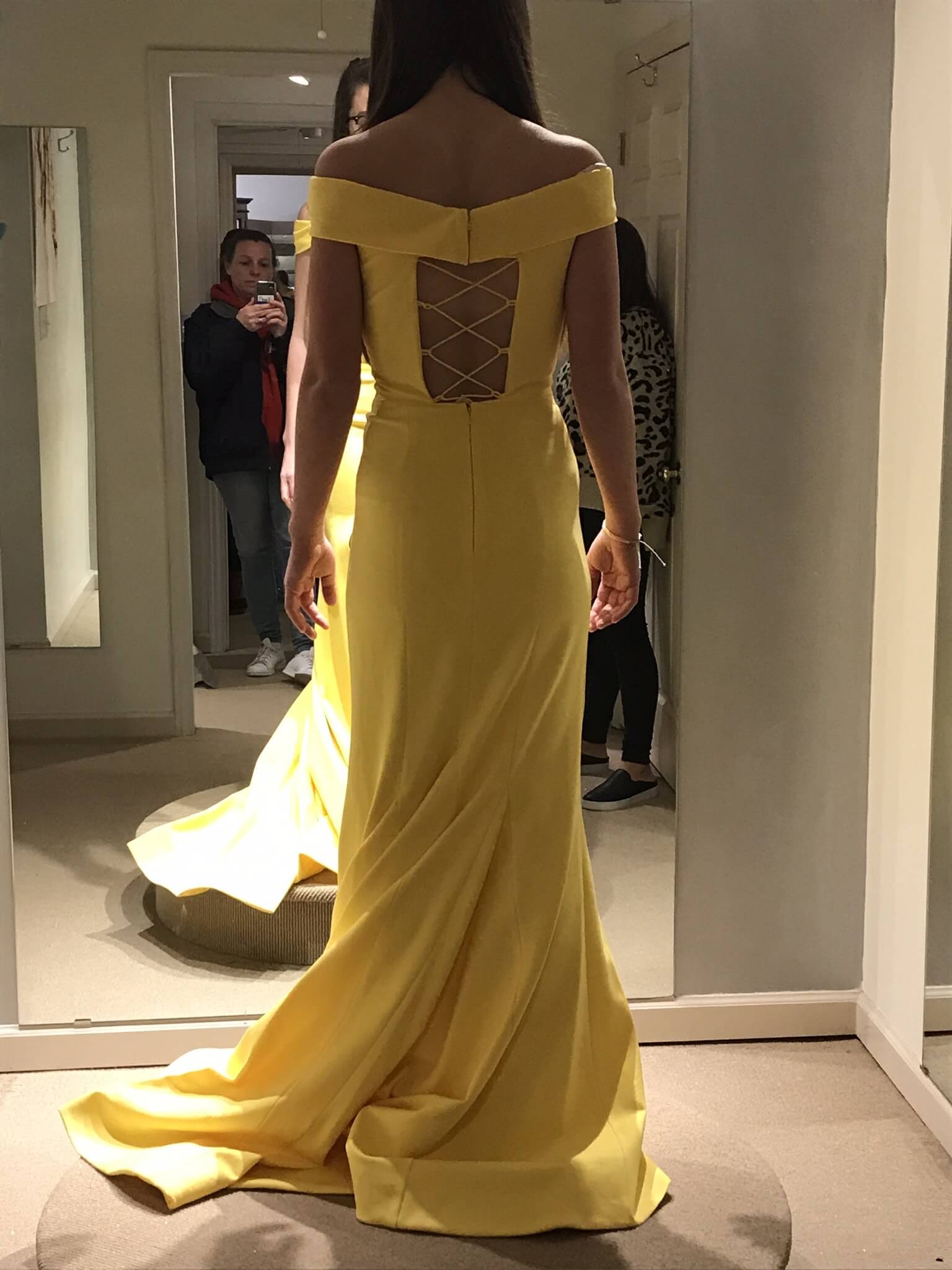 Sherri Hill Size 0 Prom Off The Shoulder Yellow Side Slit Dress on Queenly