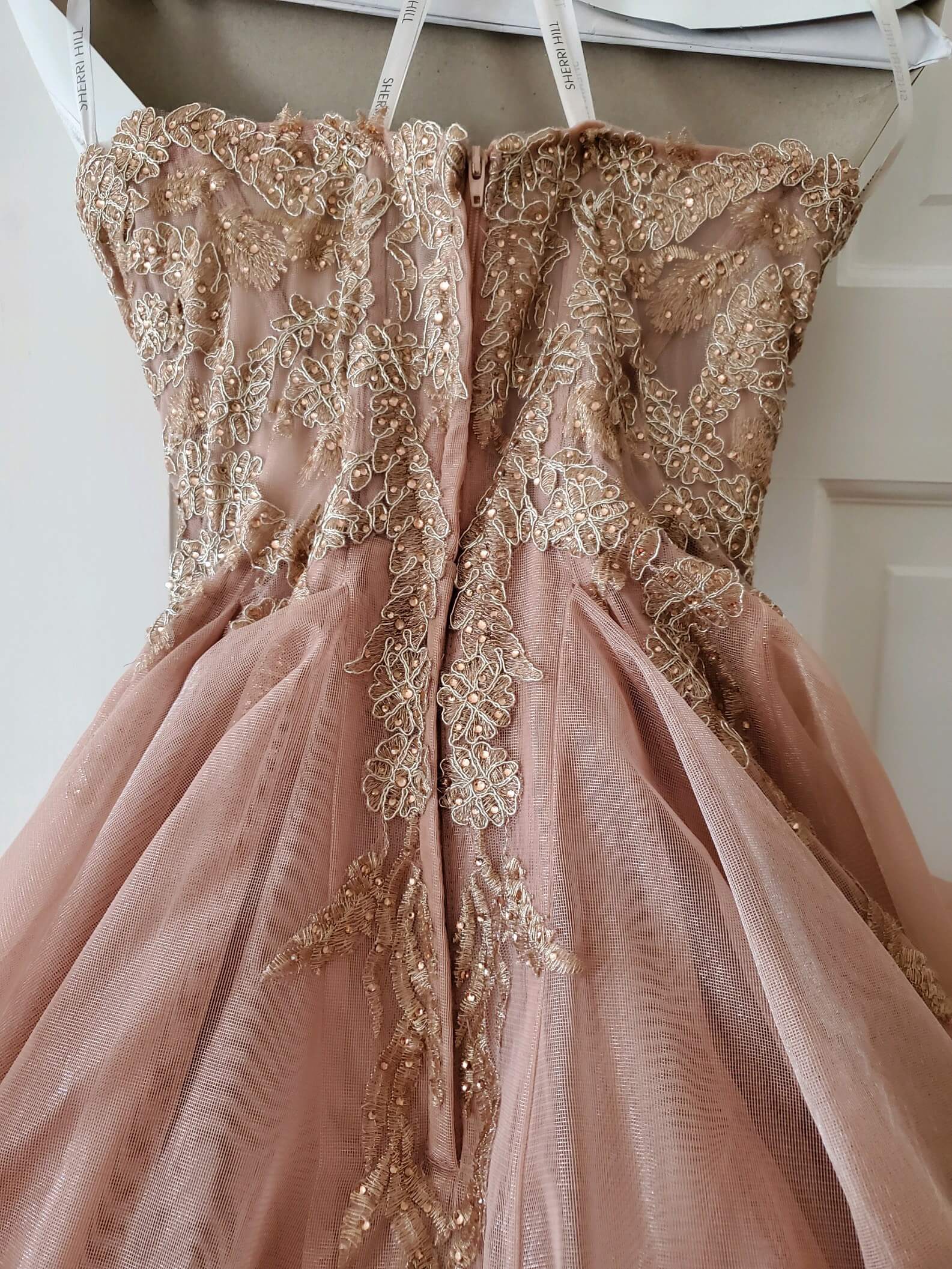 Size 0 Prom Strapless Rose Gold Ball Gown on Queenly