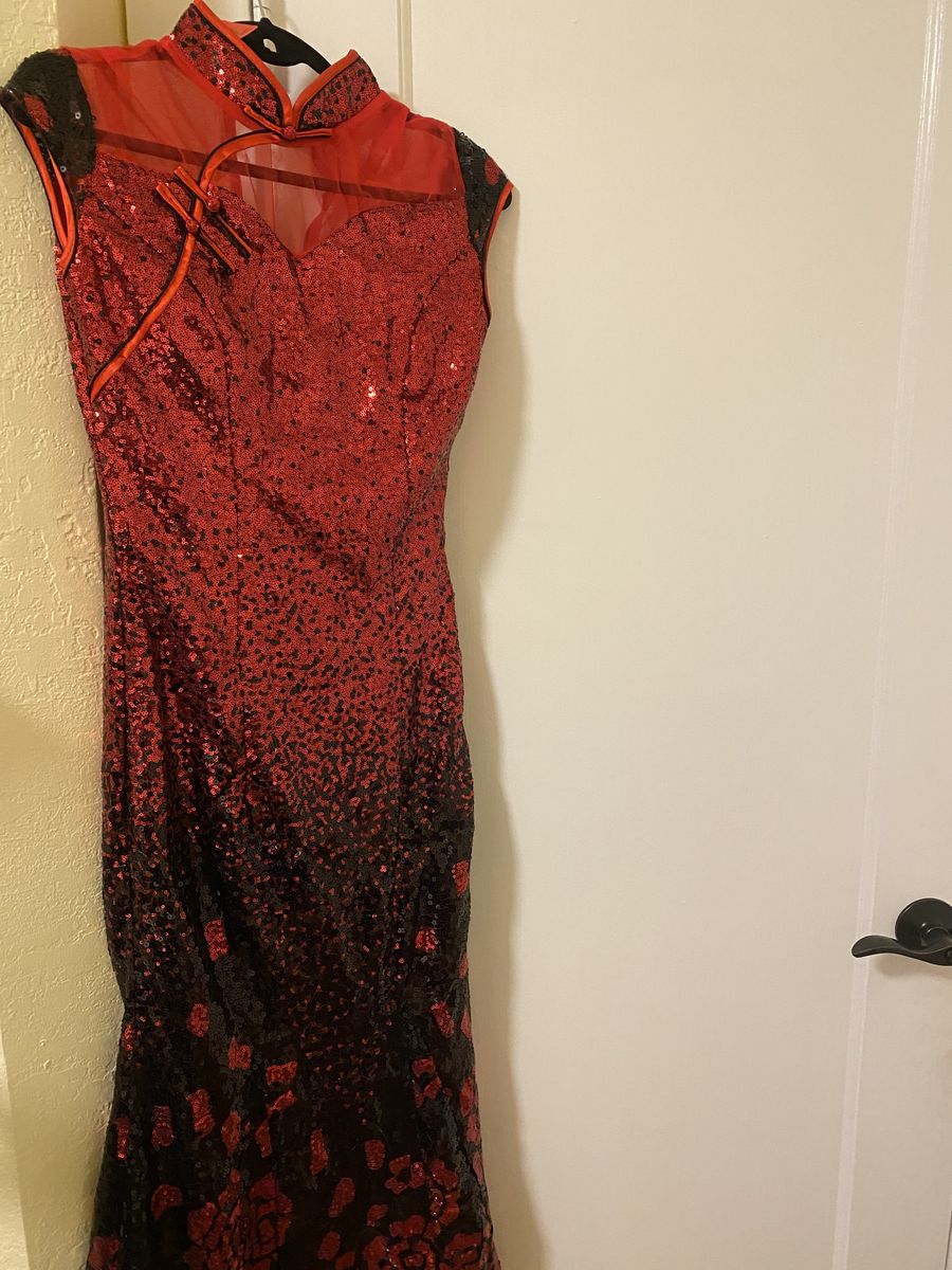 Size 2 Pageant Cap Sleeve Lace Red Mermaid Dress on Queenly