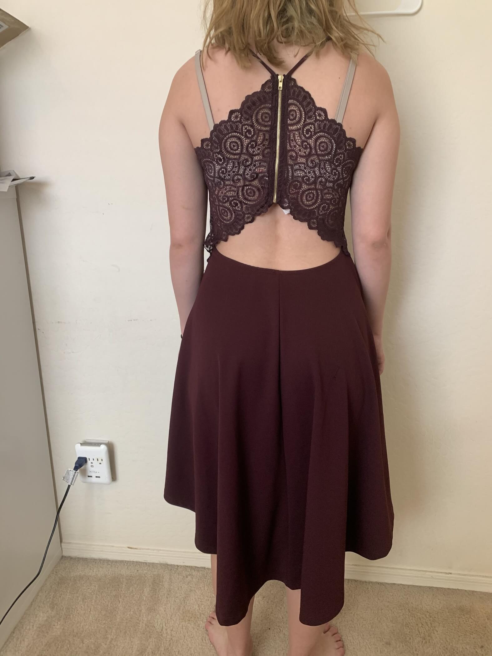 Size 4 Homecoming Plunge Burgundy Purple Cocktail Dress on Queenly