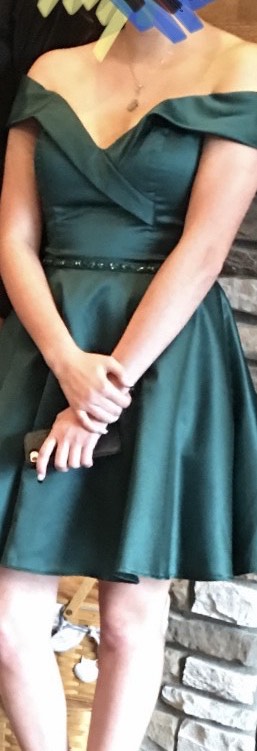 MoriLee Size 8 Bridesmaid Off The Shoulder Satin Emerald Green Cocktail Dress on Queenly