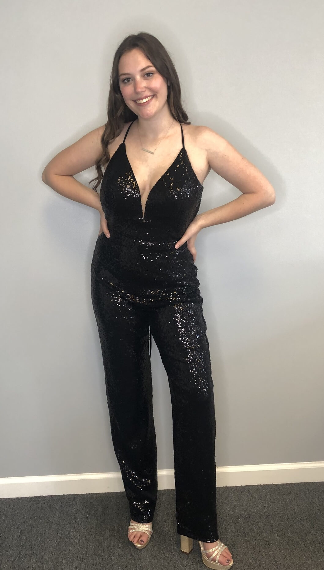 Size 6 Sequined Black Romper/jumpsuit Dress on Queenly