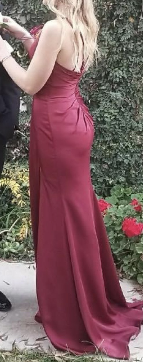 Size 2 Prom Burgundy Red Side Slit Dress on Queenly