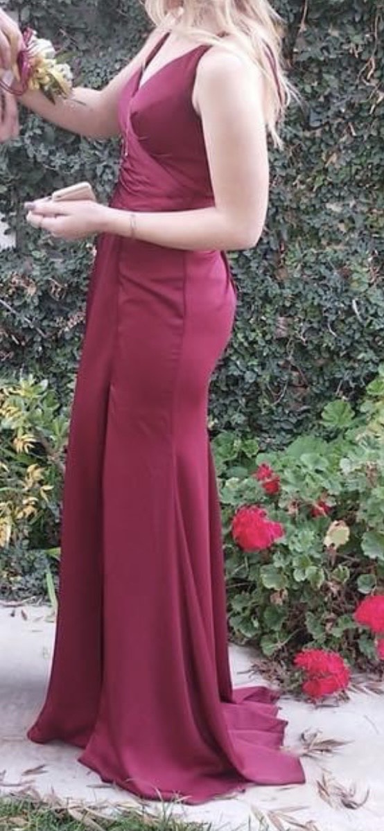 Size 2 Prom Burgundy Red Side Slit Dress on Queenly