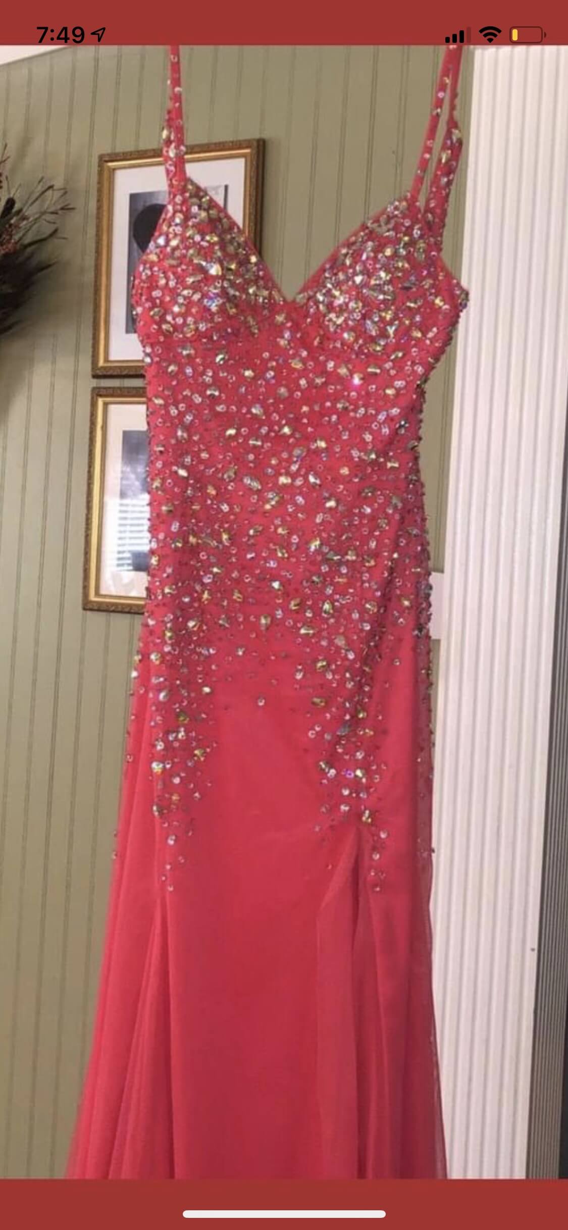 Size 2 Prom Sequined Hot Pink Side Slit Dress on Queenly