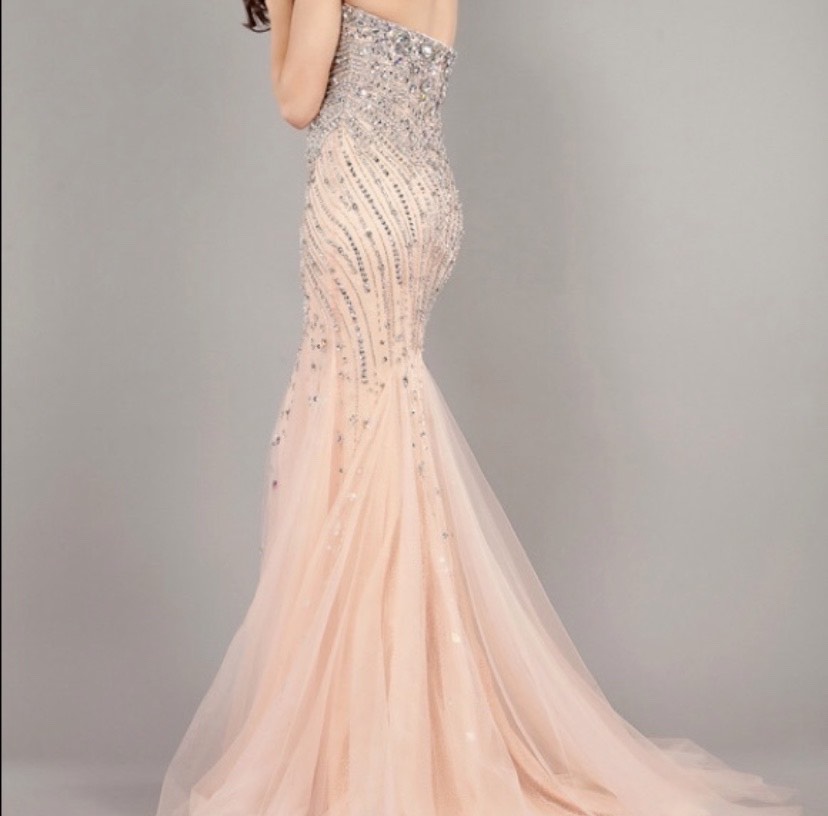 Jovani Size 4 Prom Strapless Lace Light Pink Mermaid Dress on Queenly