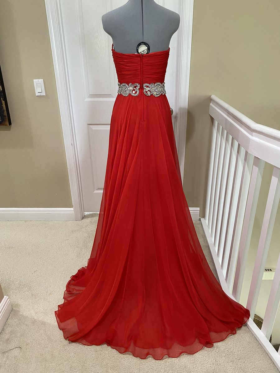 Jovani Red Size 4 Tall Height A-line Dress on Queenly
