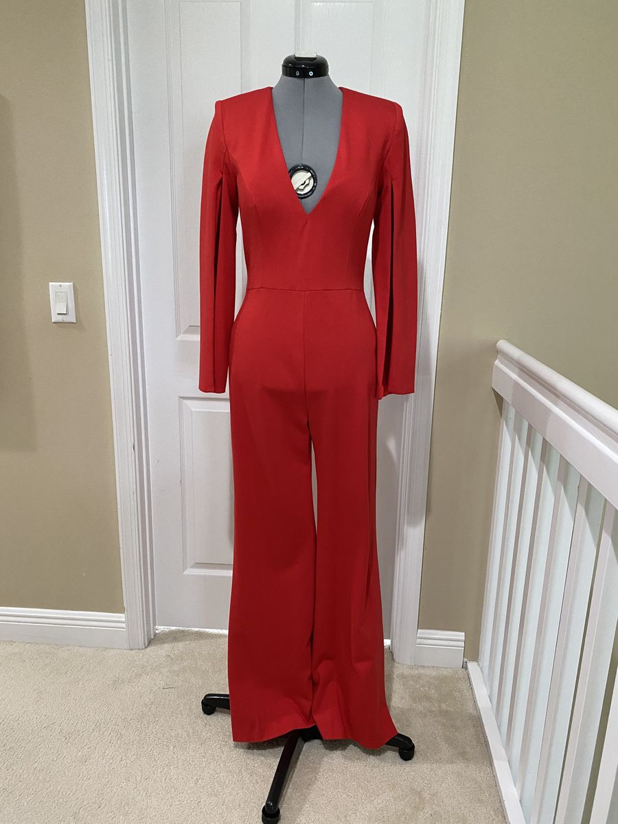 Jovani Size 8 Pageant Interview Plunge Red Romper/jumpsuit Dress on Queenly