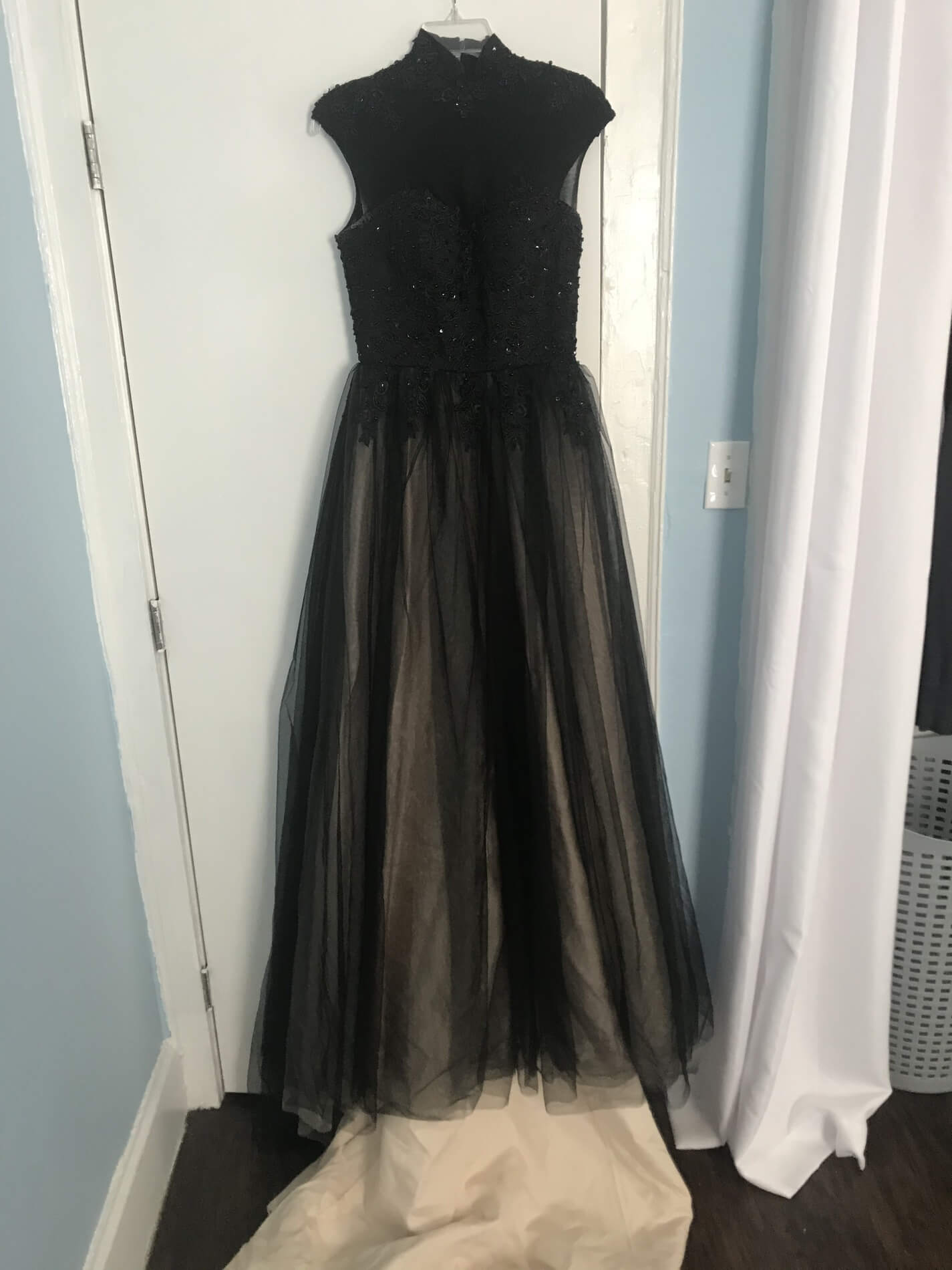 Size 2 High Neck Black Ball Gown on Queenly