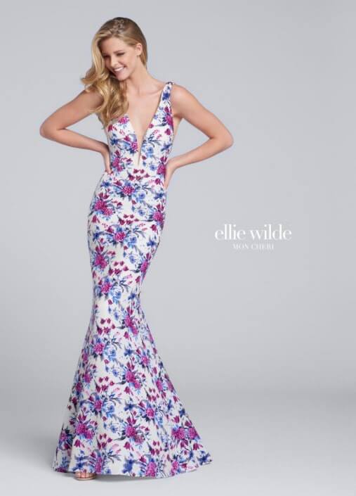 Ellie Wilde Size 8 Prom Multicolor Mermaid Dress on Queenly