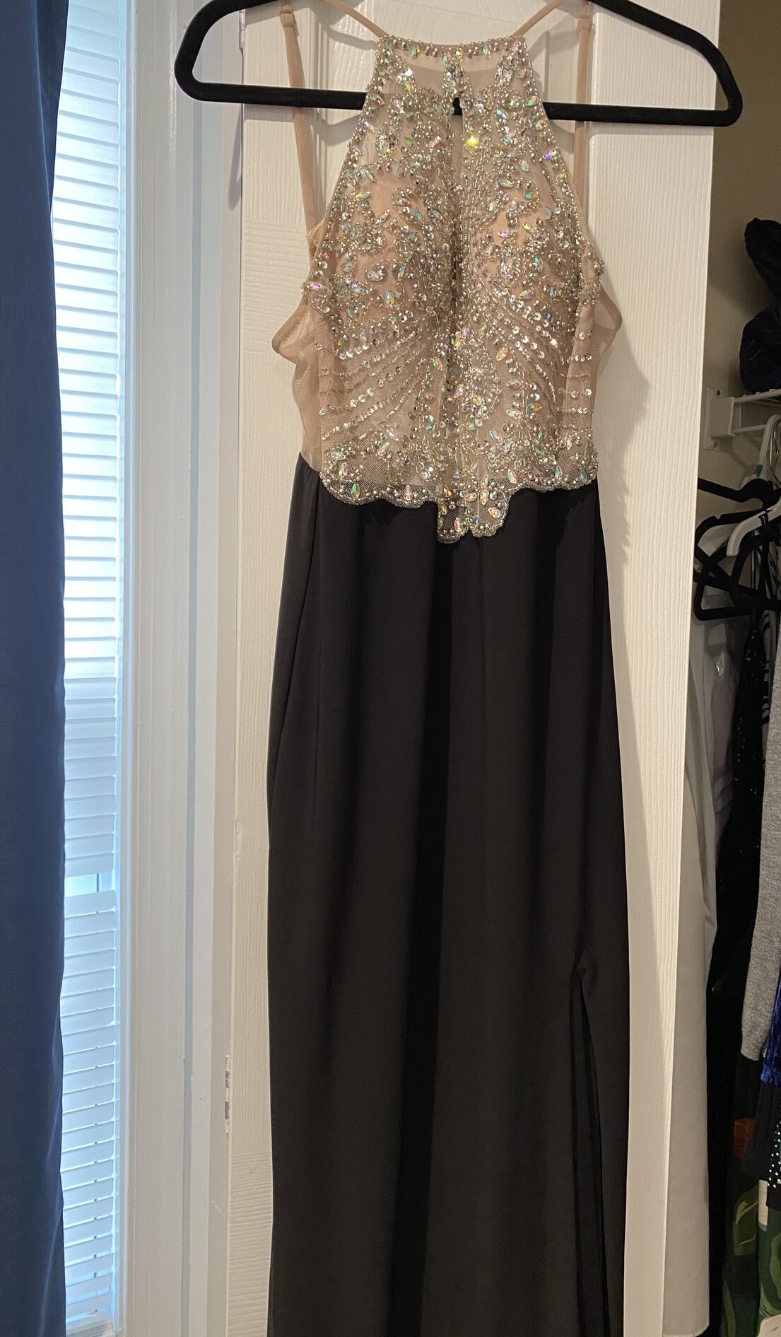 Blondie Nites Size 2 Prom Halter Sequined Black A-line Dress on Queenly