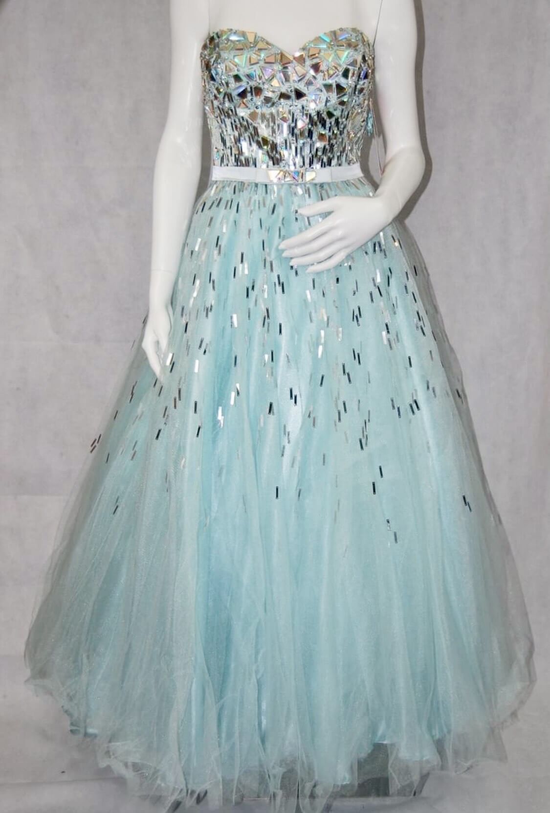 Tony Bowls Size 10 Prom Strapless Light Blue Ball Gown on Queenly