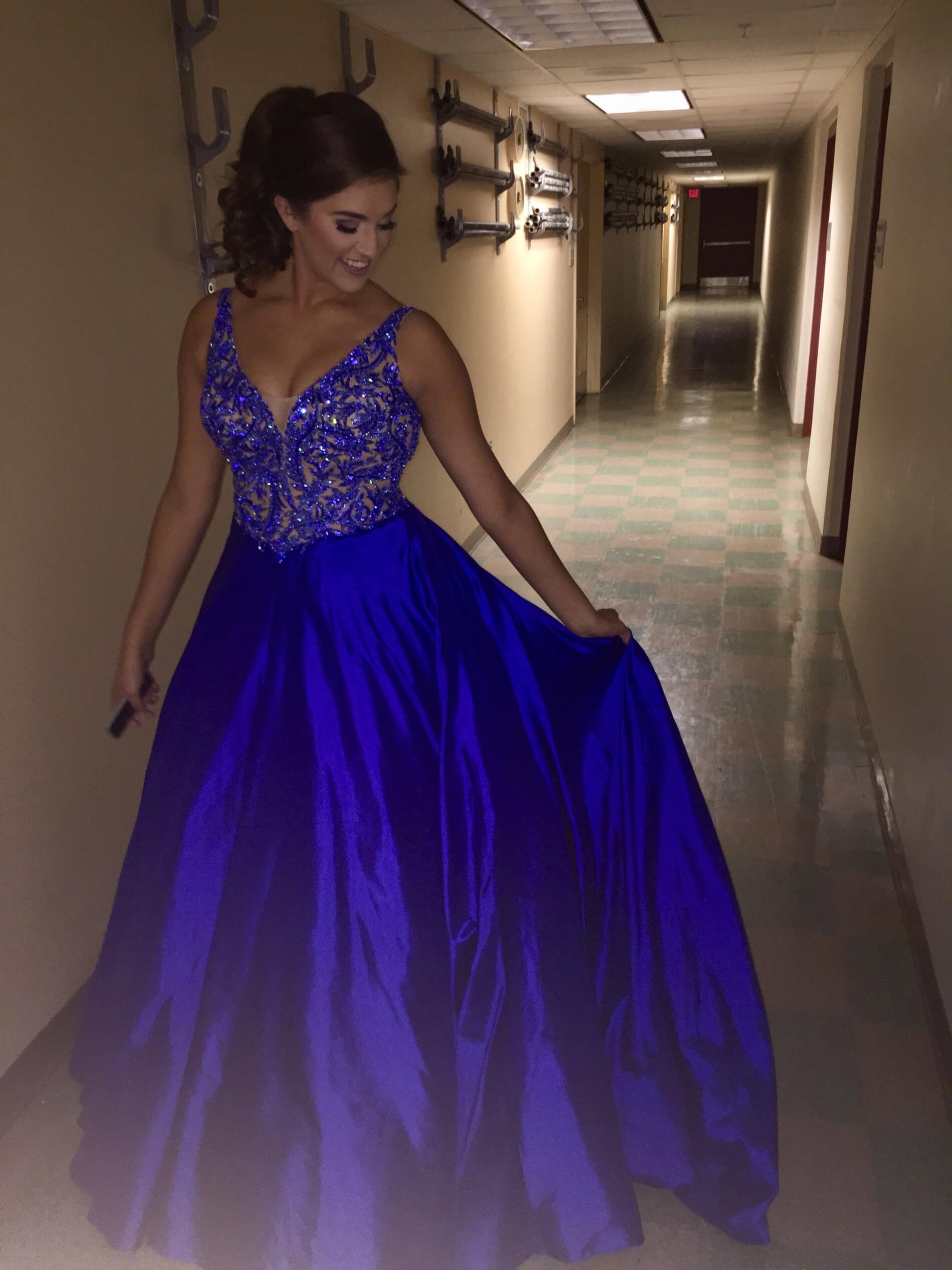 Sherri Hill Size 12 Prom Sequined Blue Ball Gown on Queenly