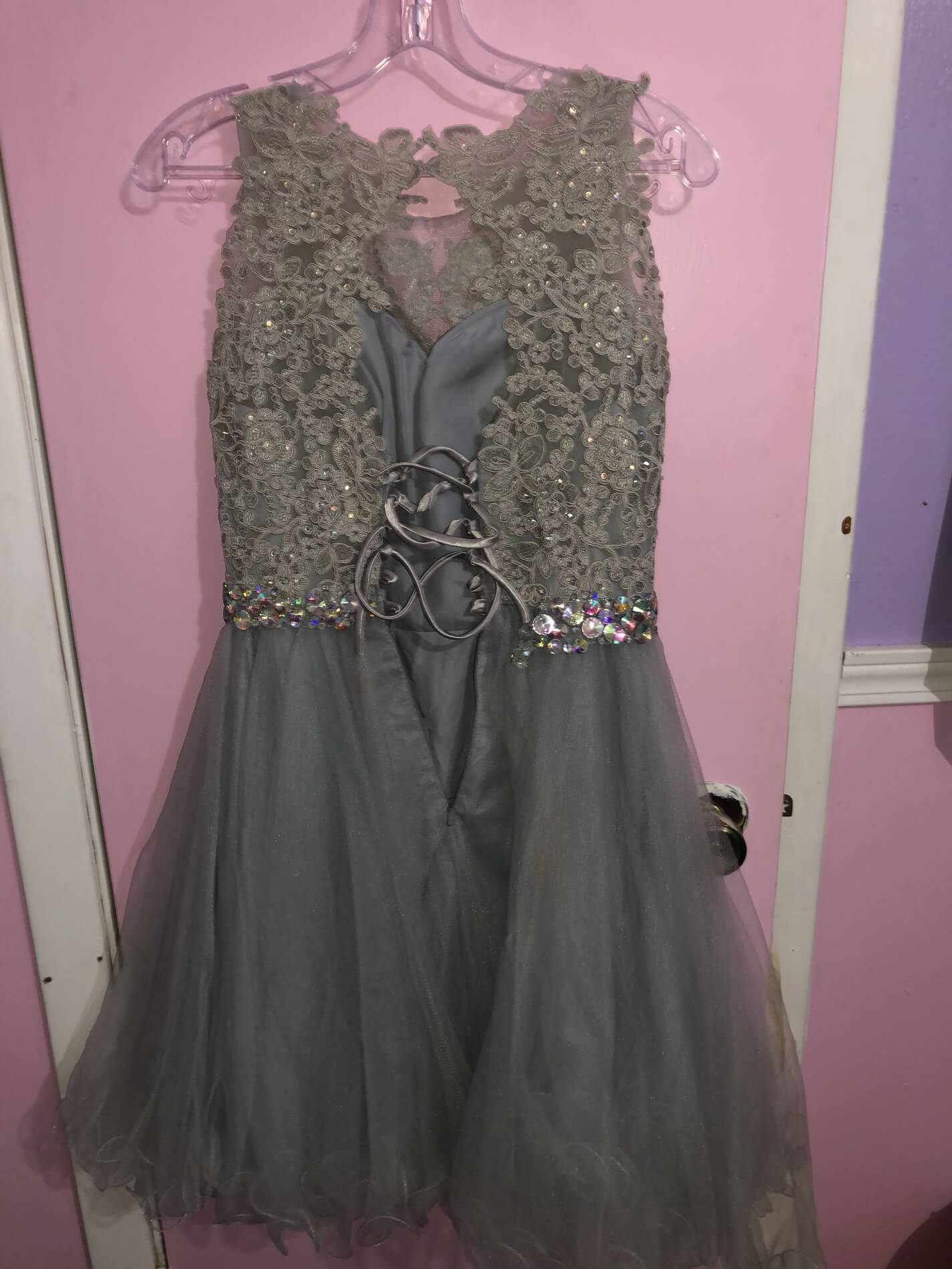 May Queen Size 6 Silver Cocktail Dress on Queenly