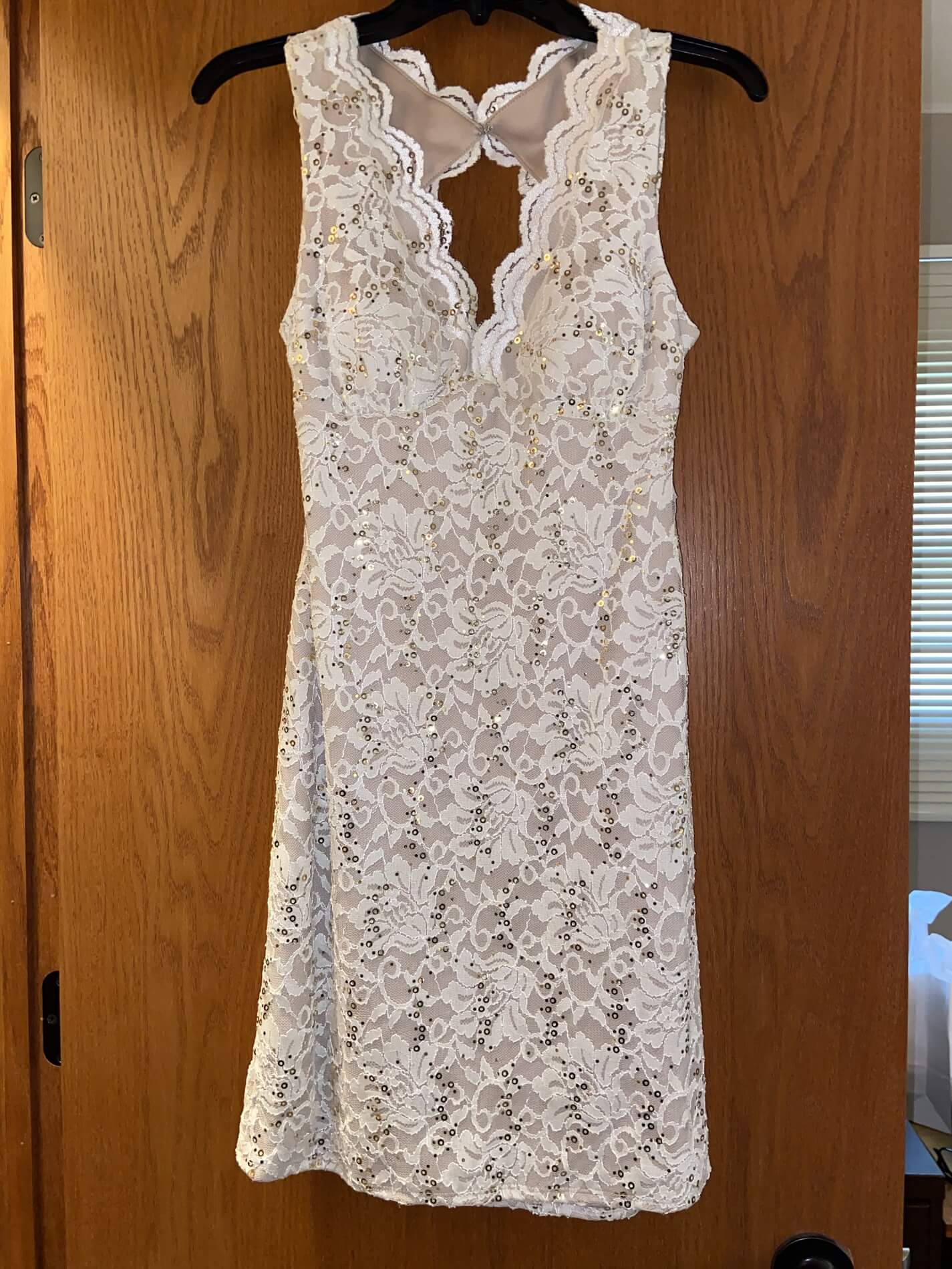 Morgan and Co Size 4 Wedding Lace White Cocktail Dress on Queenly