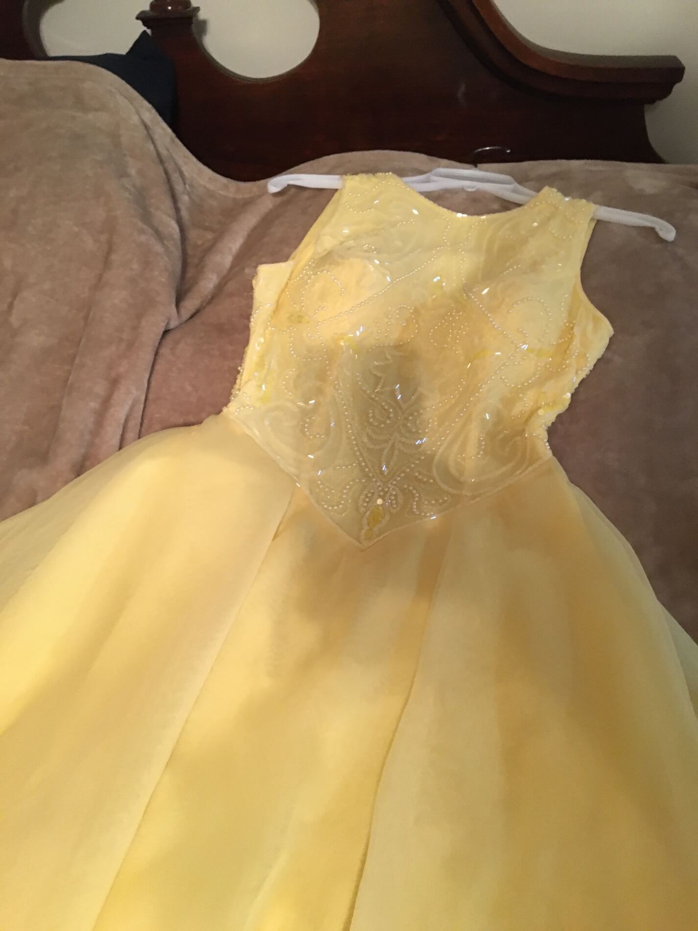 Size 2 Sequined Yellow Ball Gown on Queenly