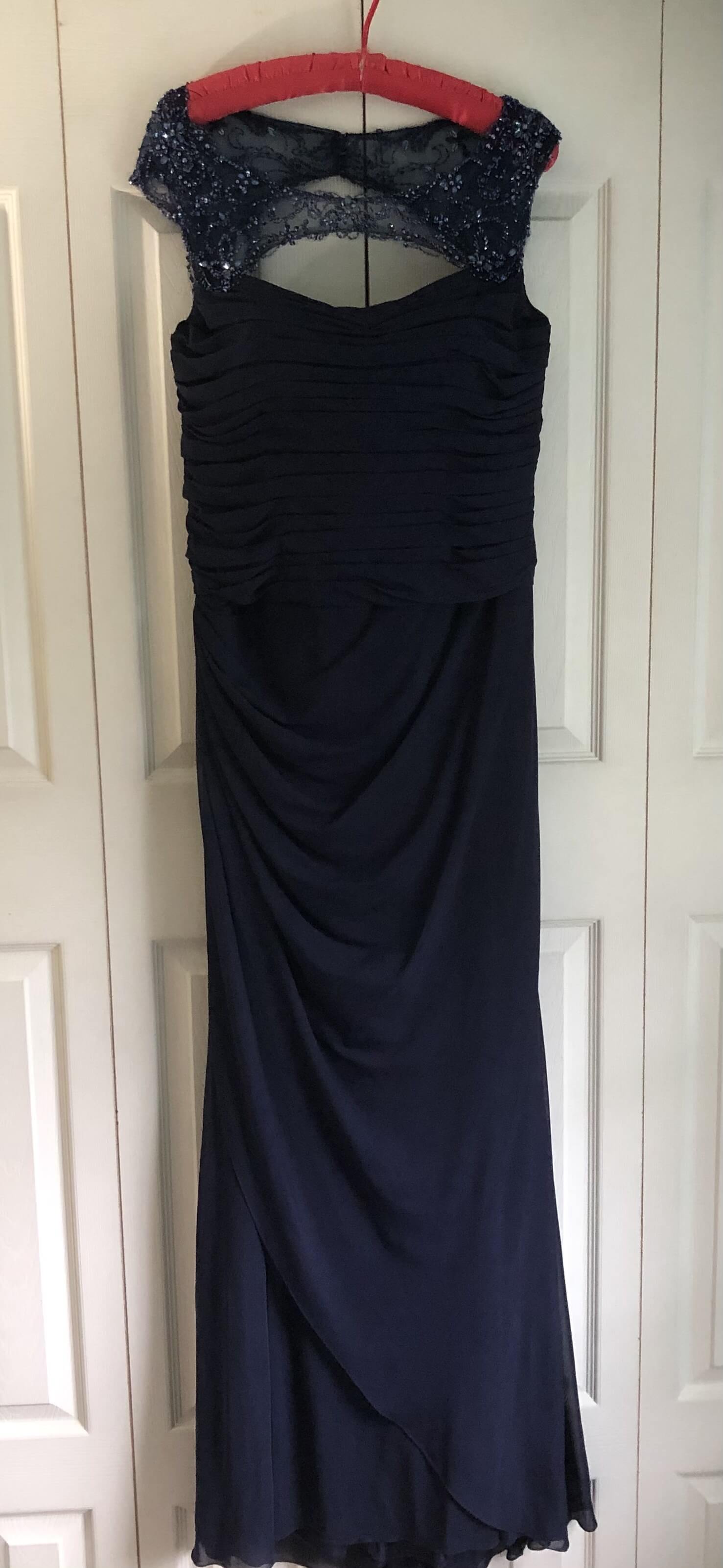 Madeline Gardner New York Size 12 Cap Sleeve Blue Ball Gown on Queenly