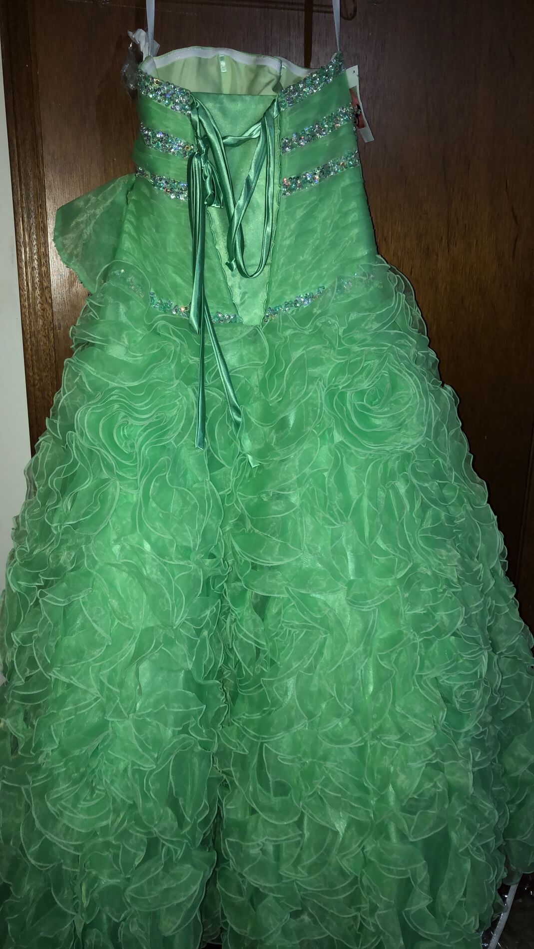 Mary’s bridal Size 12 Strapless Green Ball Gown on Queenly