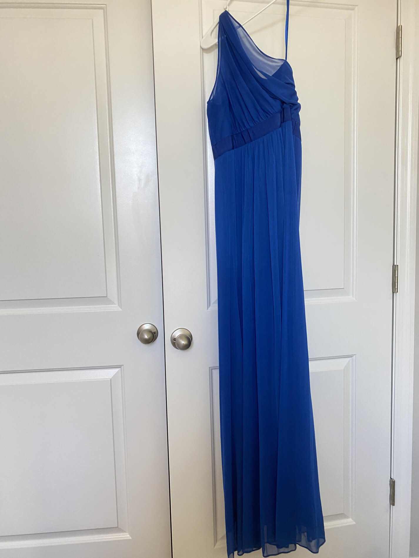 Size 8 Wedding Guest Blue Floor Length Maxi on Queenly