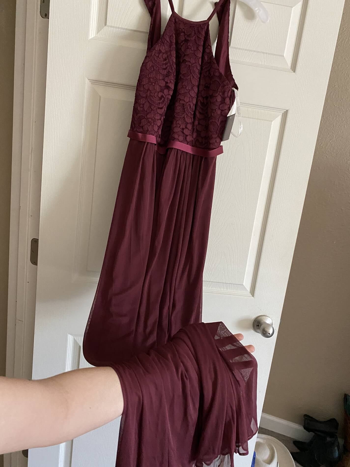 Size 4 Bridesmaid Red Floor Length Maxi on Queenly