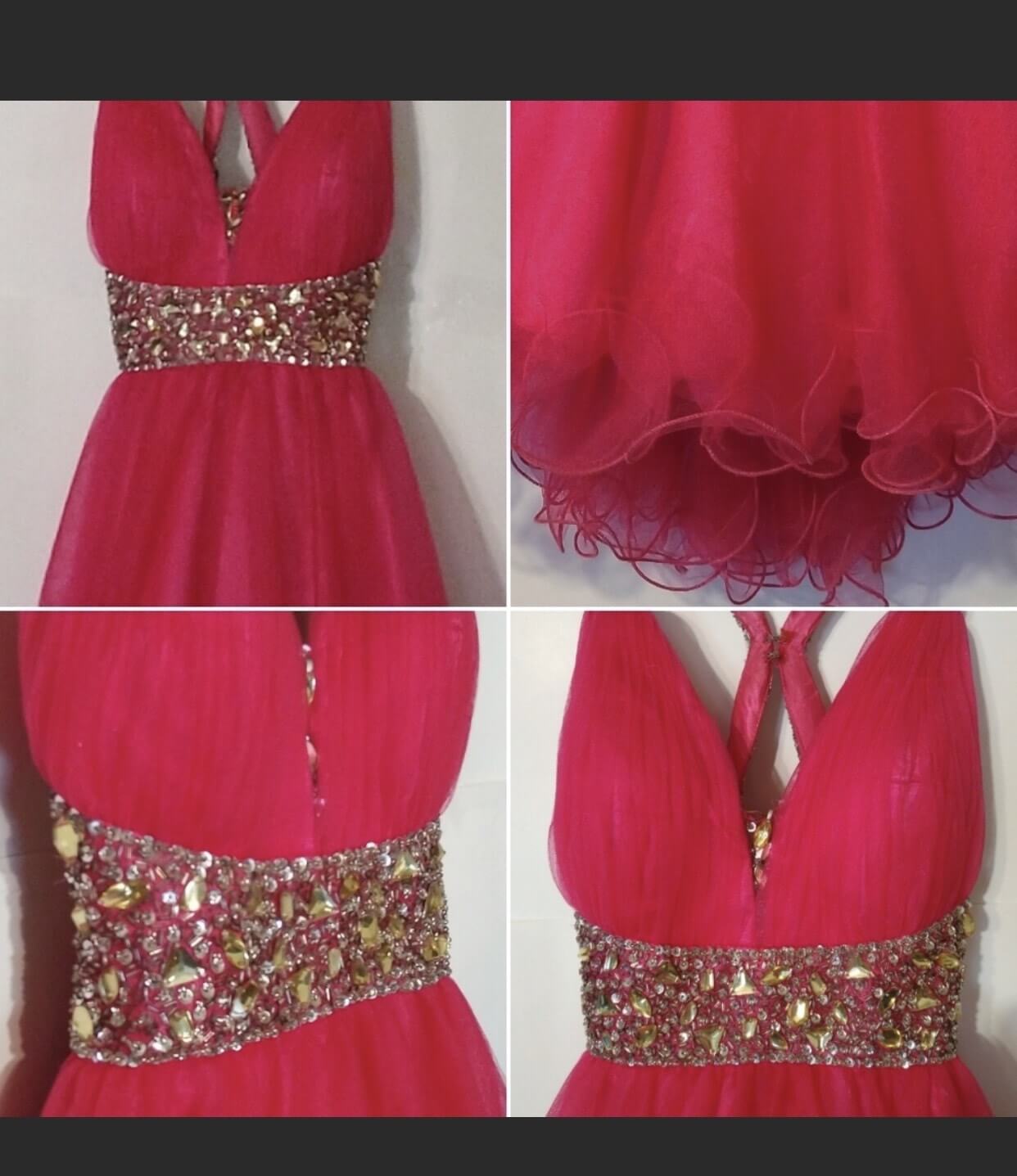 Let’s Fashion Size 4 Homecoming Plunge Sequined Pink Ball Gown on Queenly