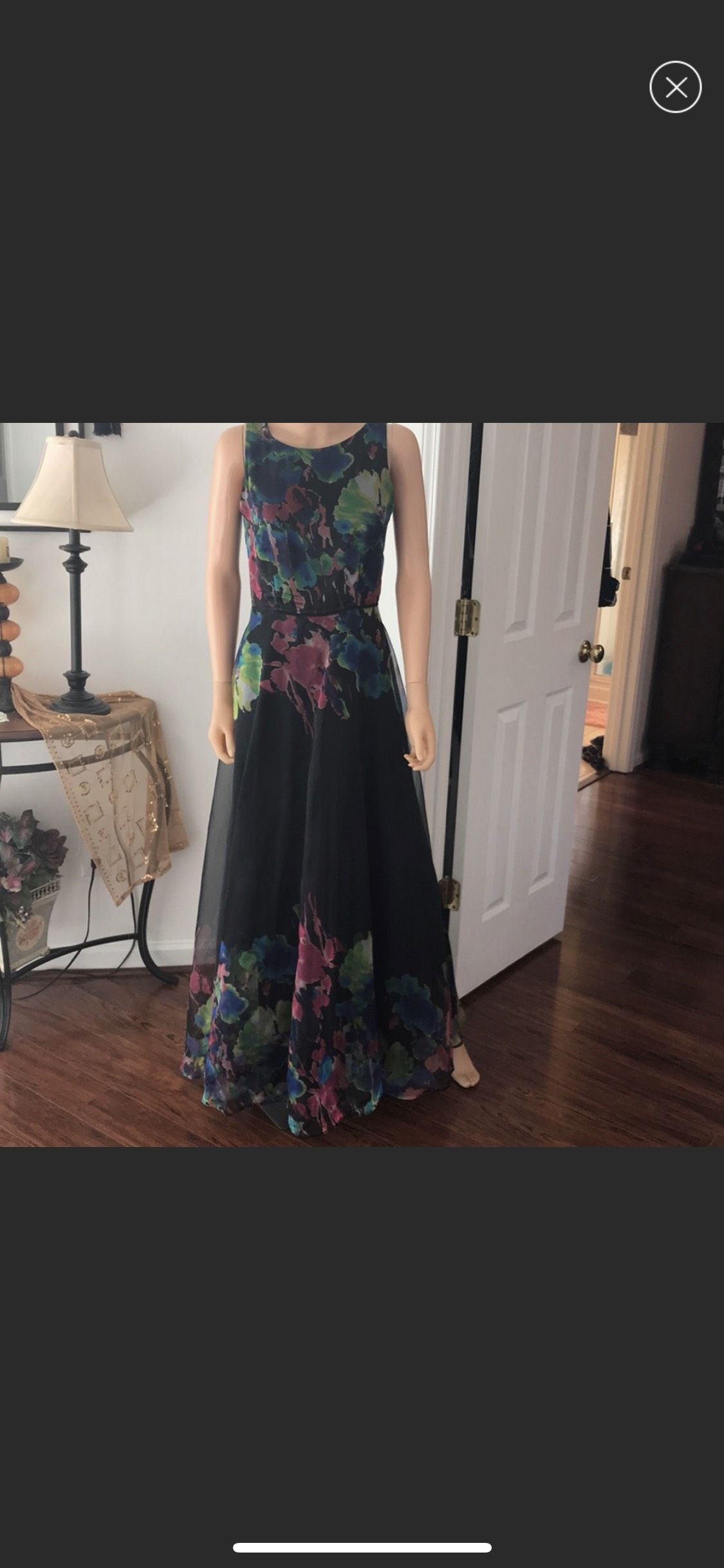 Tahari Size 4 Wedding Guest Floral Black Ball Gown on Queenly