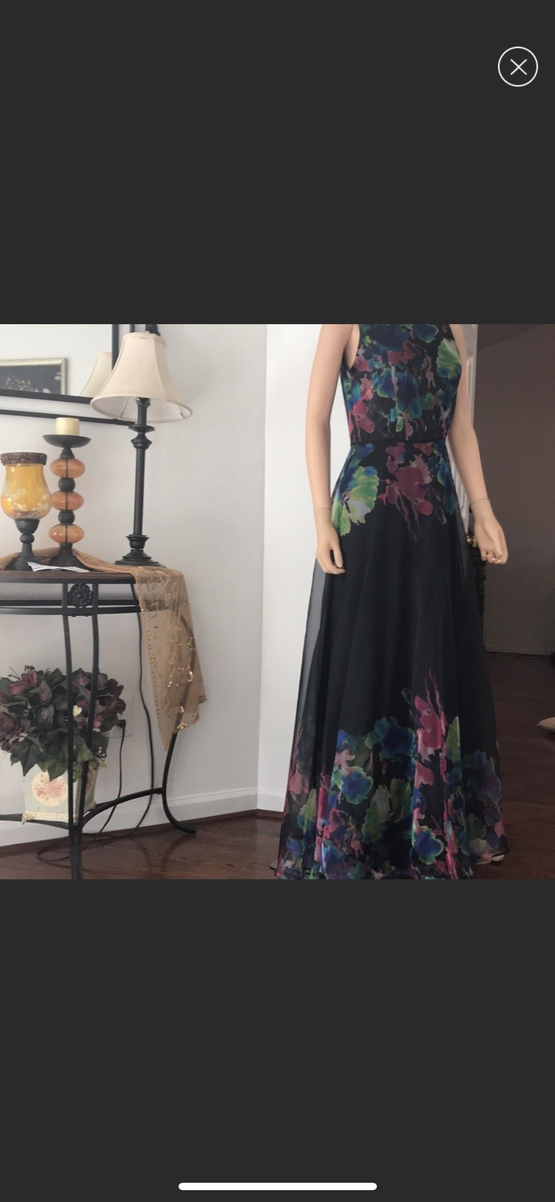 Tahari Size 4 Wedding Guest Floral Black Ball Gown on Queenly