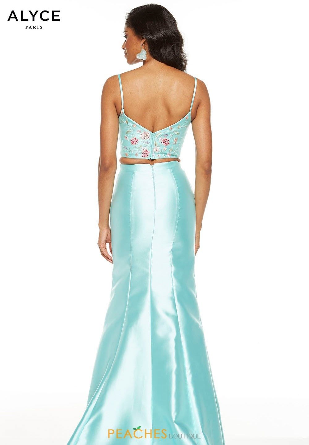 Style 60703 Alyce Paris Size 10 Prom Satin Blue Mermaid Dress on Queenly