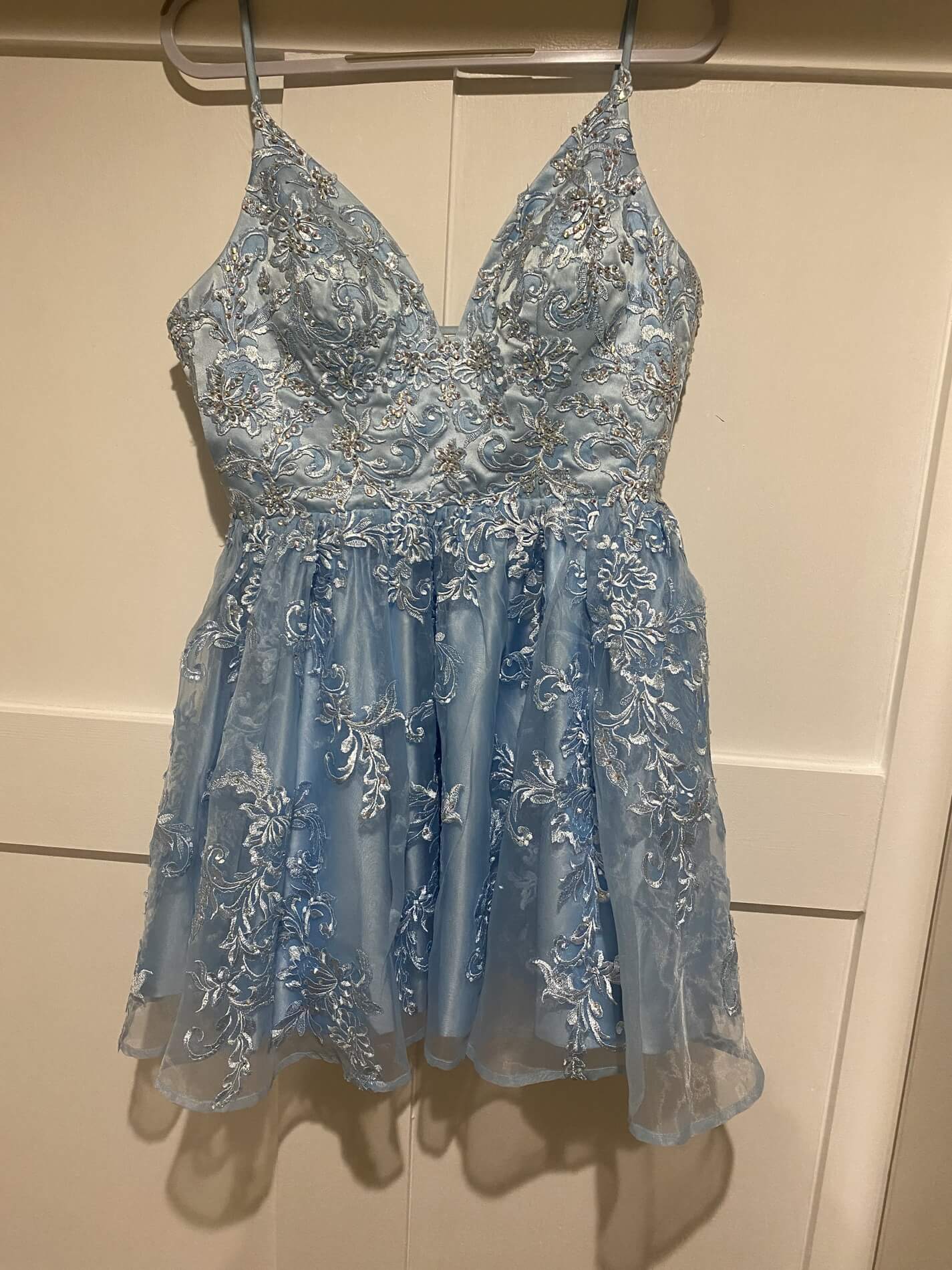 Size 6 Light Blue Ball Gown on Queenly