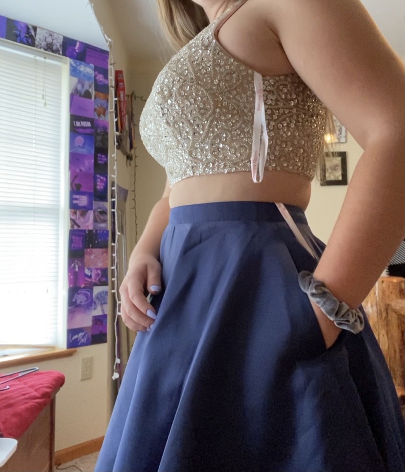 Size 12 Homecoming Halter Blue Cocktail Dress on Queenly