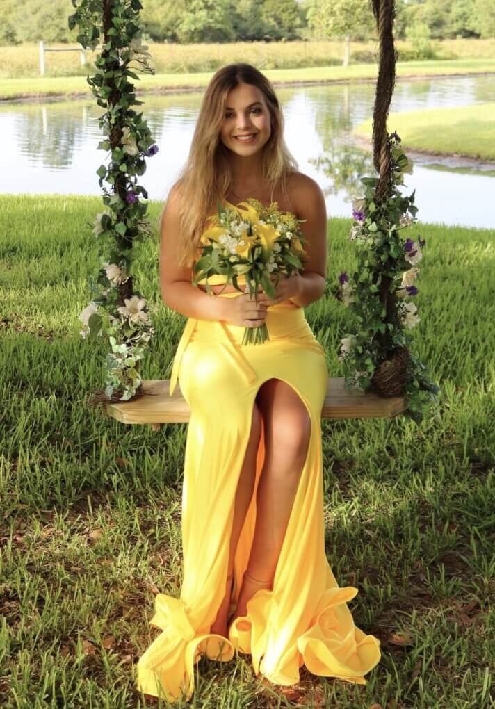 Size 6 Prom Satin Yellow Mermaid Dress on Queenly