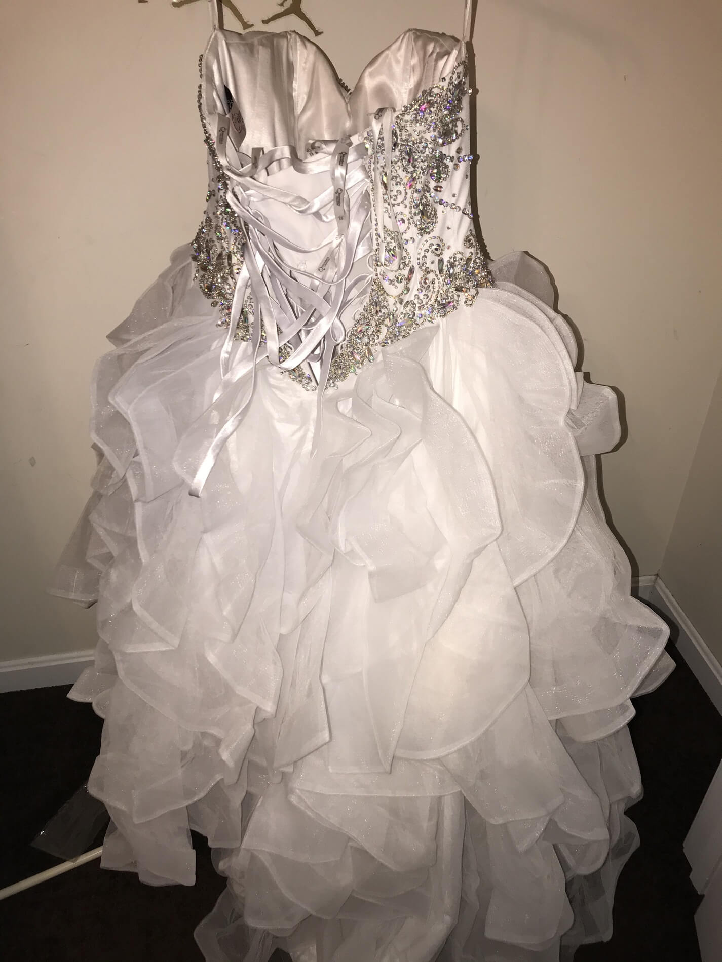 Size 4 Prom Strapless Sequined White Ball Gown on Queenly
